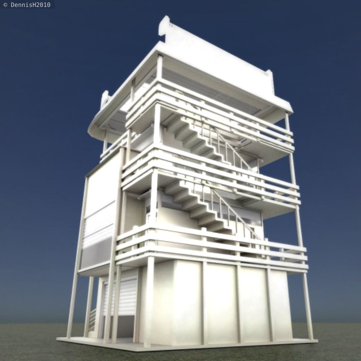 Tower-House Design - Blender Game Engine Low-poly 3D model_2