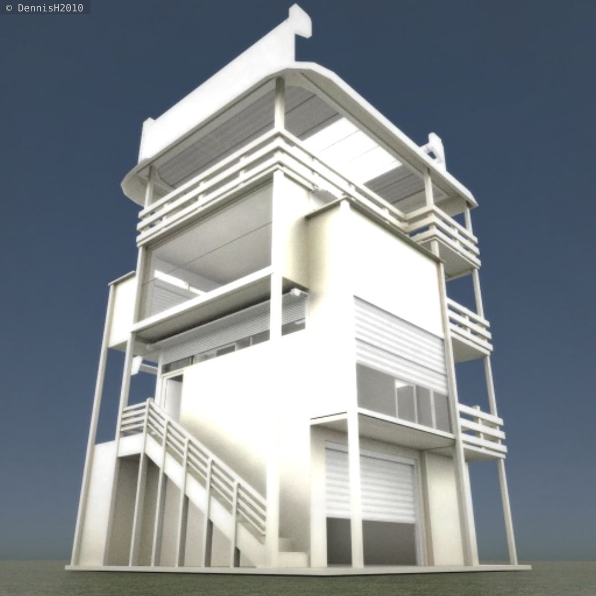 Tower-House Design - Blender Game Engine Low-poly 3D model_4