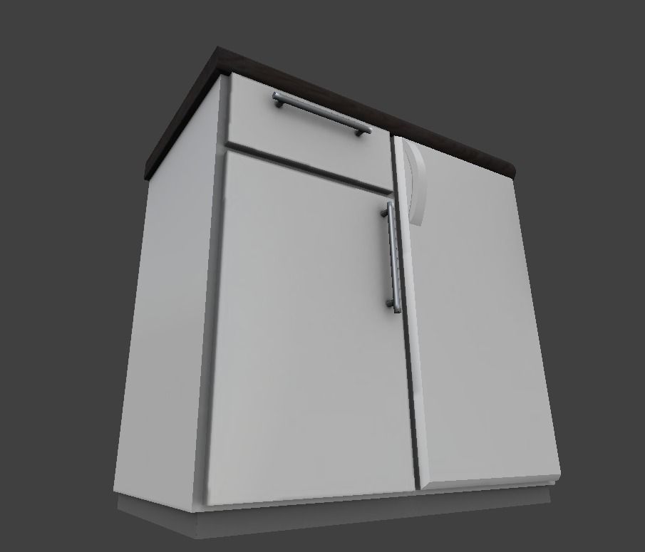 Freezer with cabinet component Low-poly 3D model_7