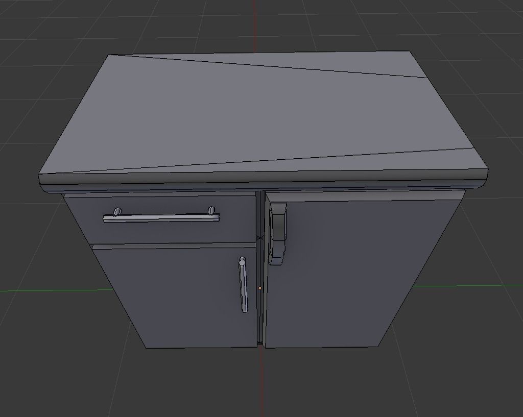 Freezer with cabinet component Low-poly 3D model_4