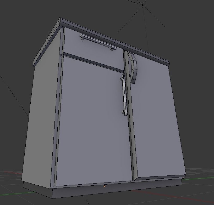 Freezer with cabinet component Low-poly 3D model_6
