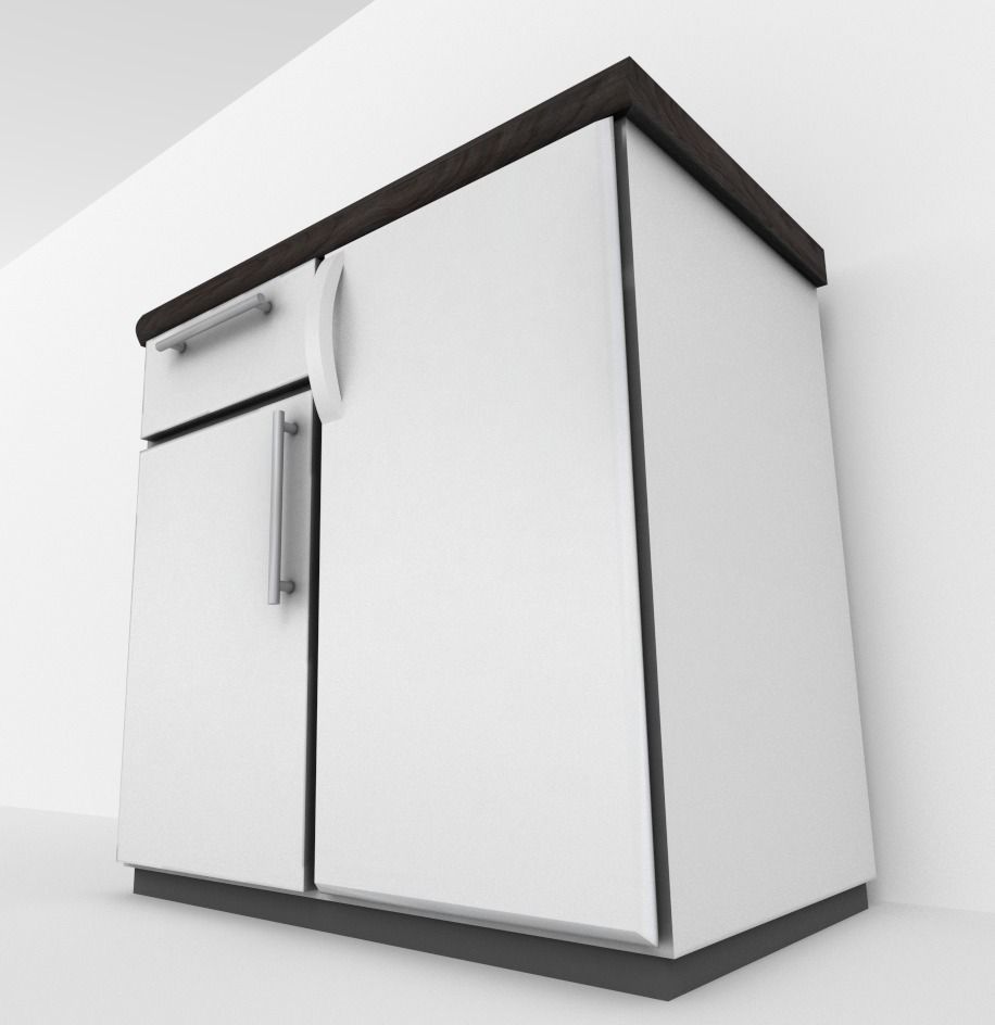 Freezer with cabinet component Low-poly 3D model_5