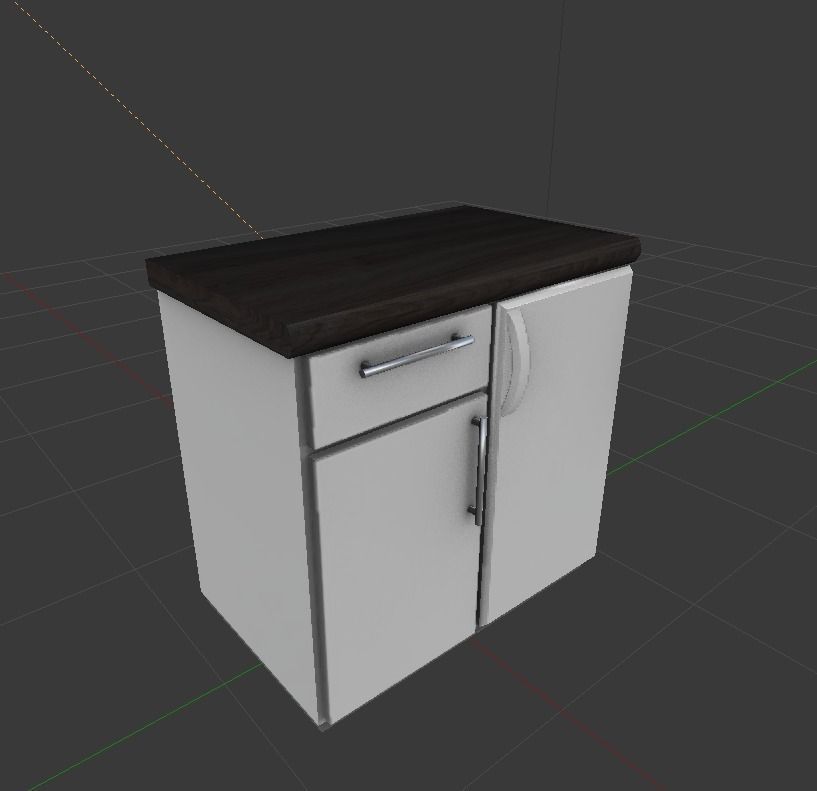 Freezer with cabinet component Low-poly 3D model_9