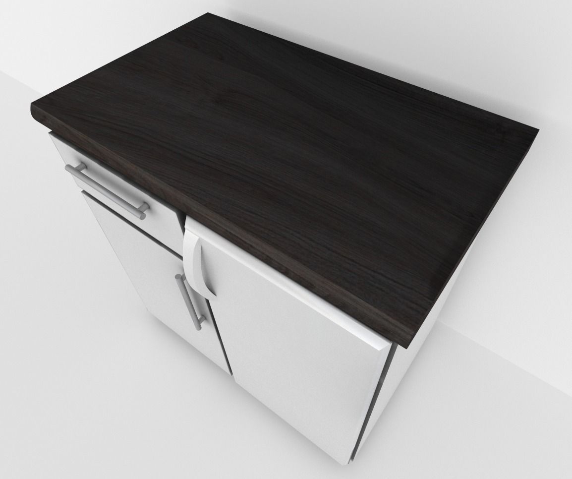 Freezer with cabinet component Low-poly 3D model_2