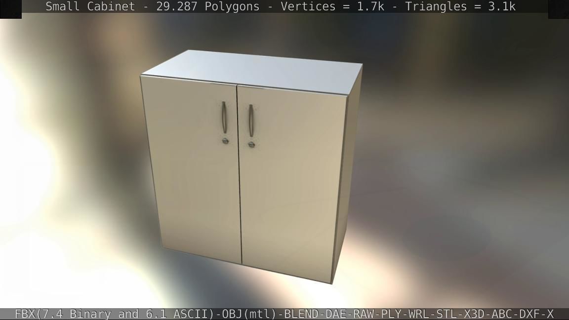 Small Cabinet Low-poly 3D model_6