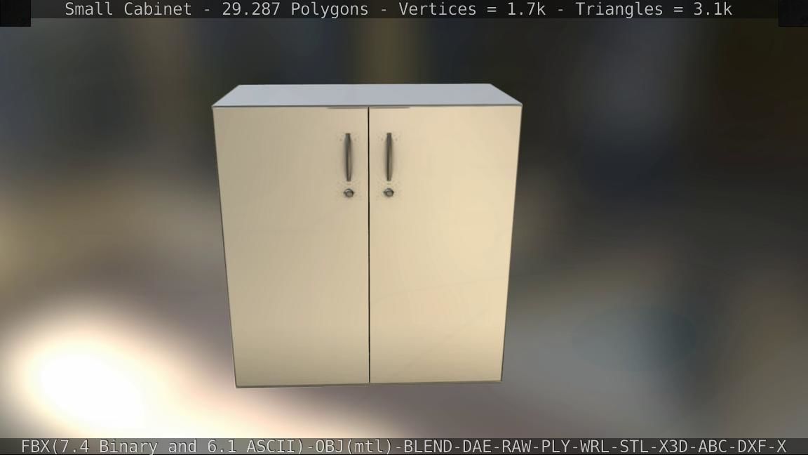 Small Cabinet Low-poly 3D model_7