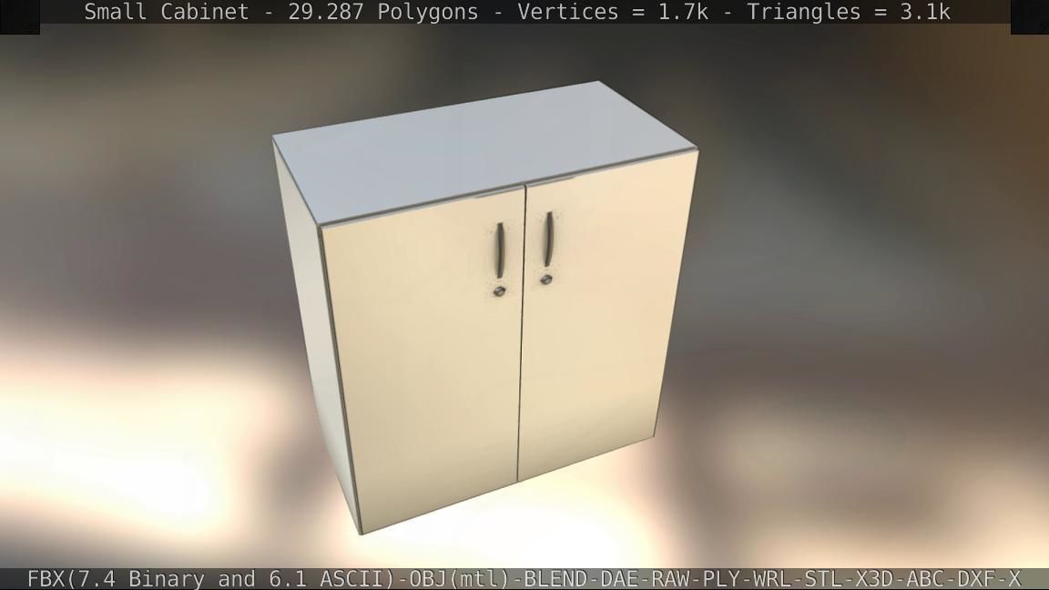 Small Cabinet Low-poly 3D model_18