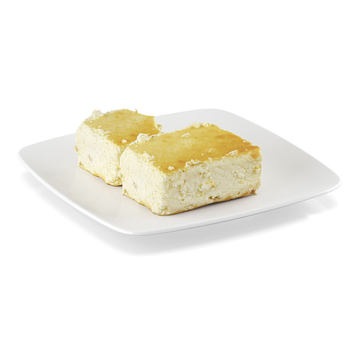 Cheesecake squares on plate 3D model_2