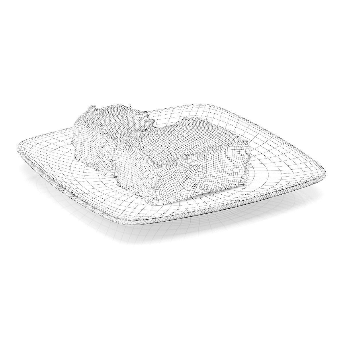 Cheesecake squares on plate 3D model_1