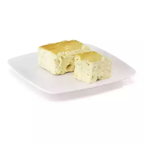 Cheesecake squares on plate