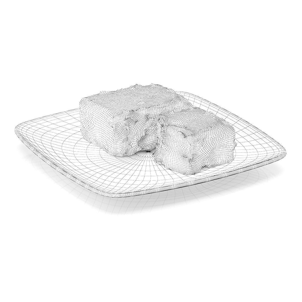 Cheesecake squares on plate 3D model_3