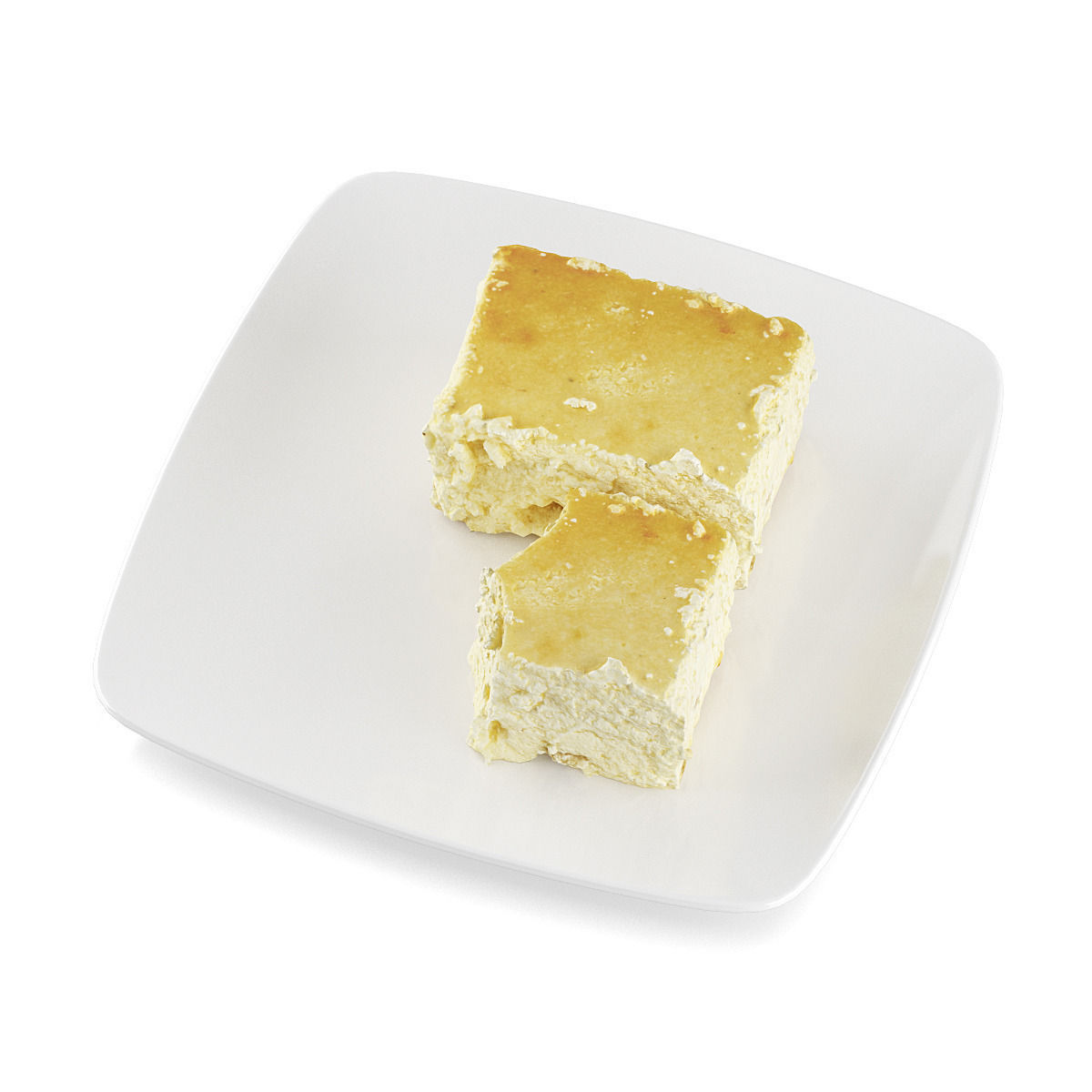 Cheesecake squares on plate 3D model_4