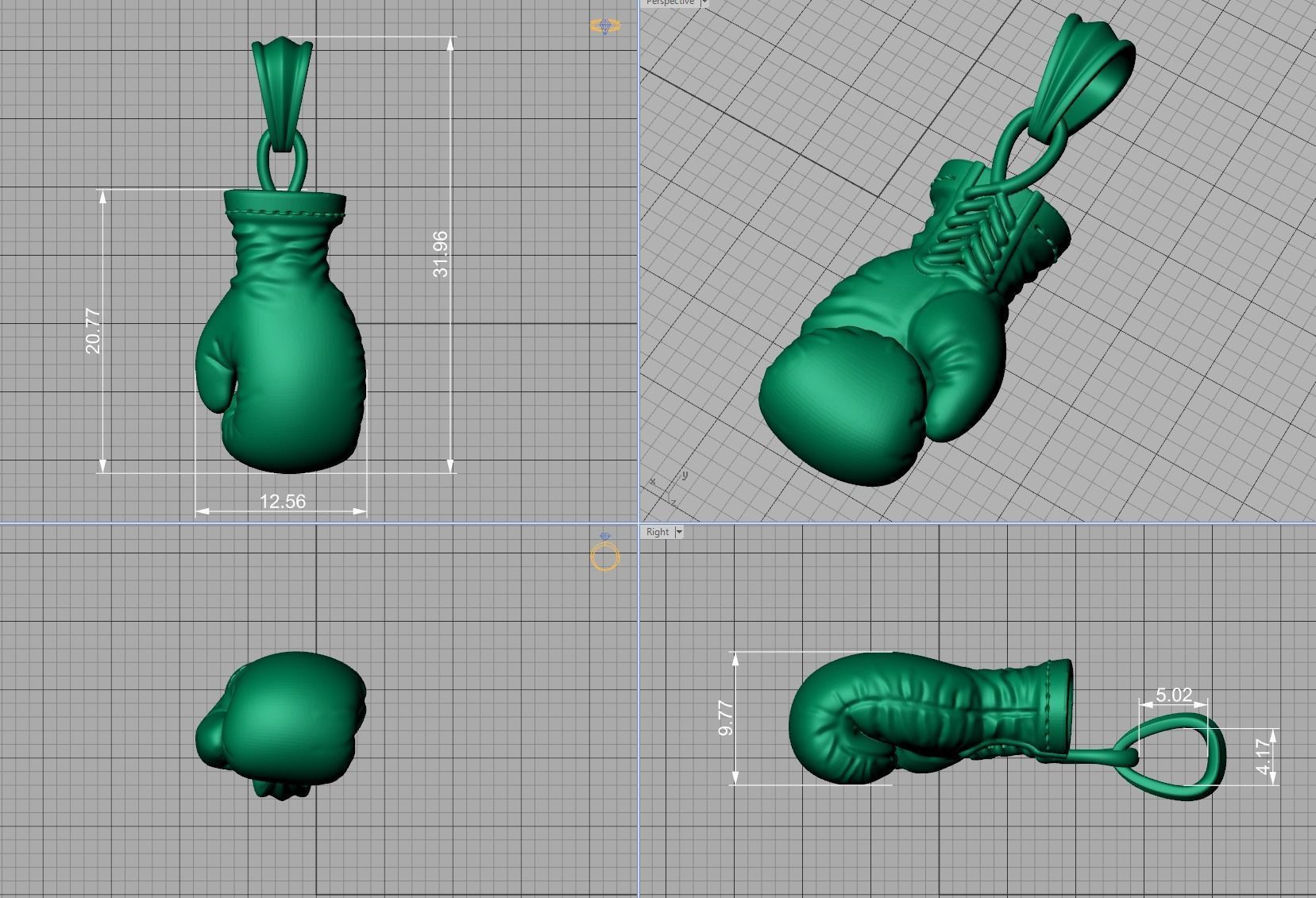 Gold Boxing Gloves printable 3dmodel 3D print model_5