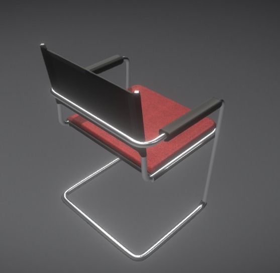 Waiting room chair Low-poly 3D model_13