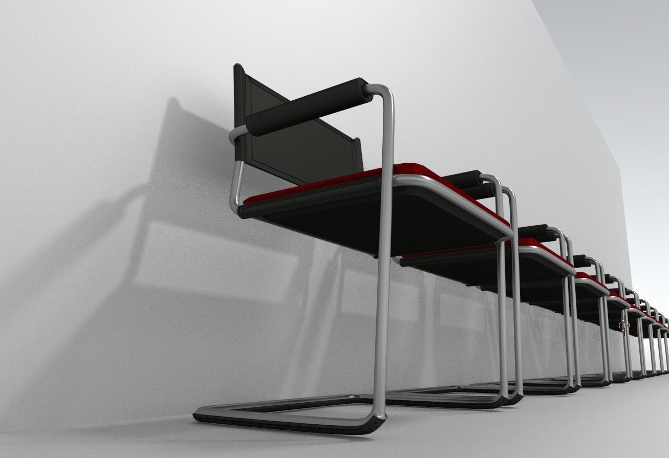 Waiting room chair Low-poly 3D model_11