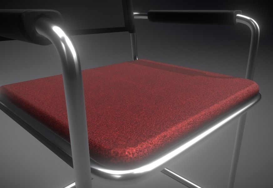 Waiting room chair Low-poly 3D model_2