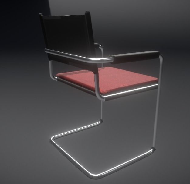 Waiting room chair Low-poly 3D model_17