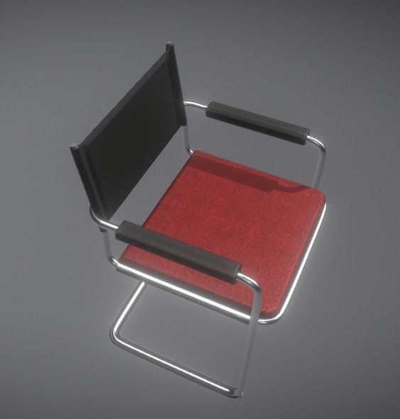 Waiting room chair Low-poly 3D model_20