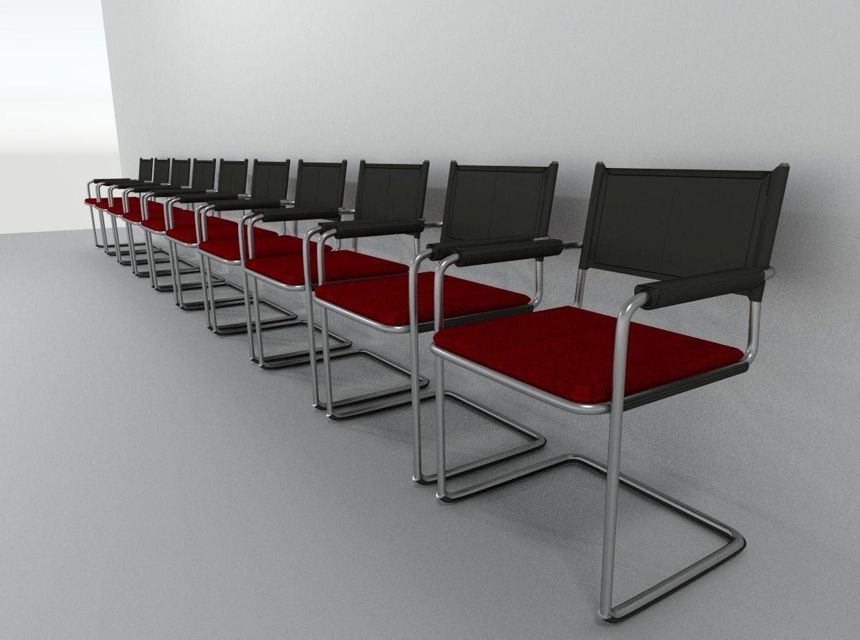 Waiting room chair Low-poly 3D model_9