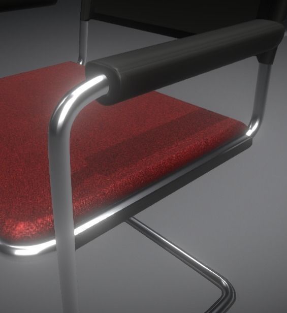 Waiting room chair Low-poly 3D model_6