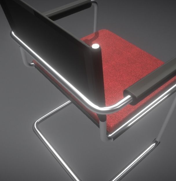 Waiting room chair Low-poly 3D model_16