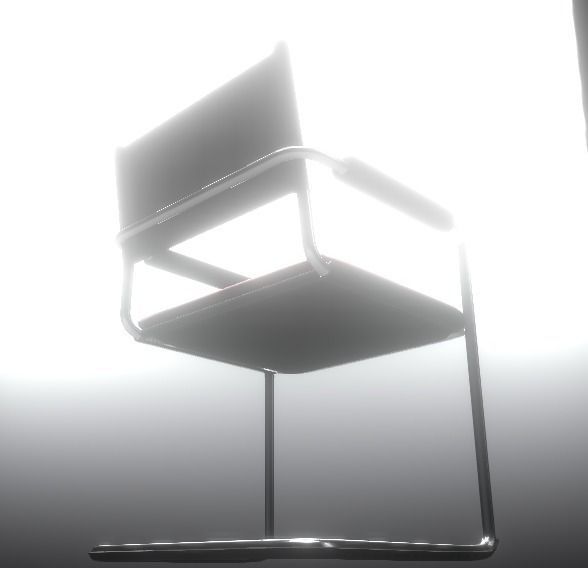 Waiting room chair Low-poly 3D model_19