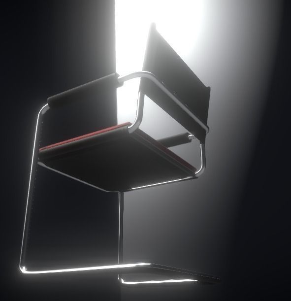 Waiting room chair Low-poly 3D model_18