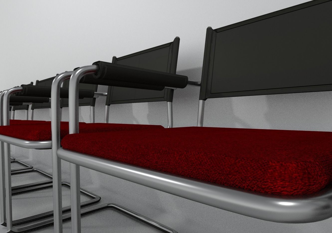 Waiting room chair Low-poly 3D model_12