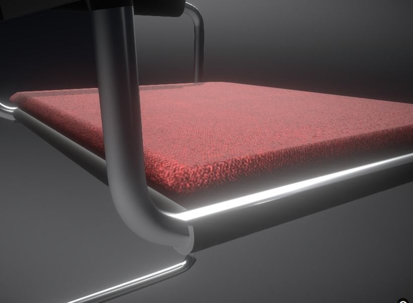 Waiting room chair Low-poly 3D model_5