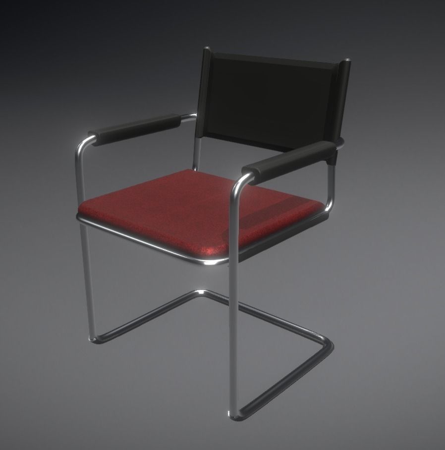 Waiting room chair Low-poly 3D model_0