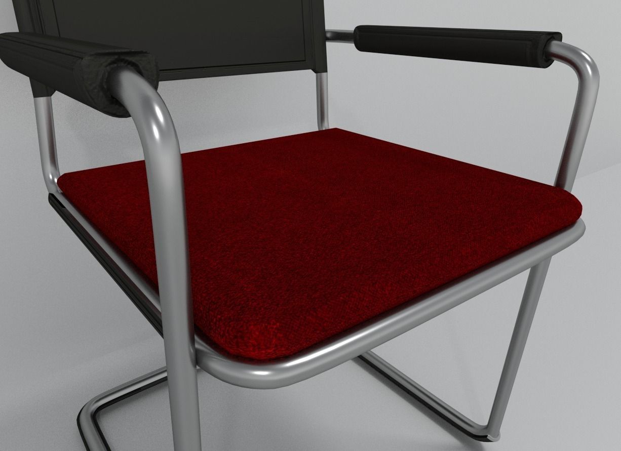 Waiting room chair Low-poly 3D model_8