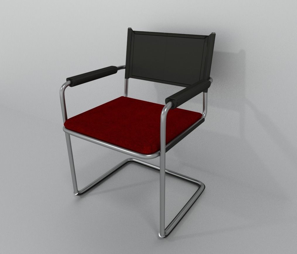 Waiting room chair Low-poly 3D model_4