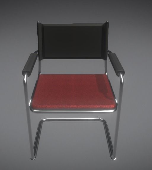 Waiting room chair Low-poly 3D model_3