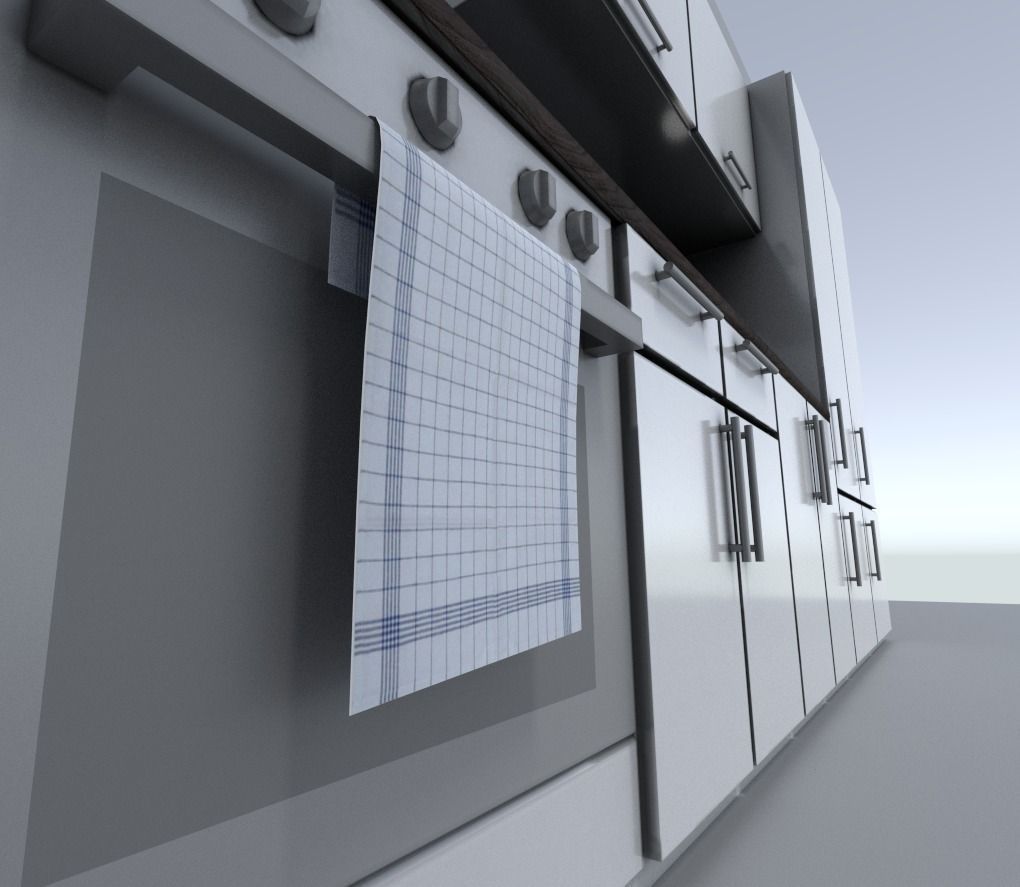 Kitchen module Low-poly 3D model_0
