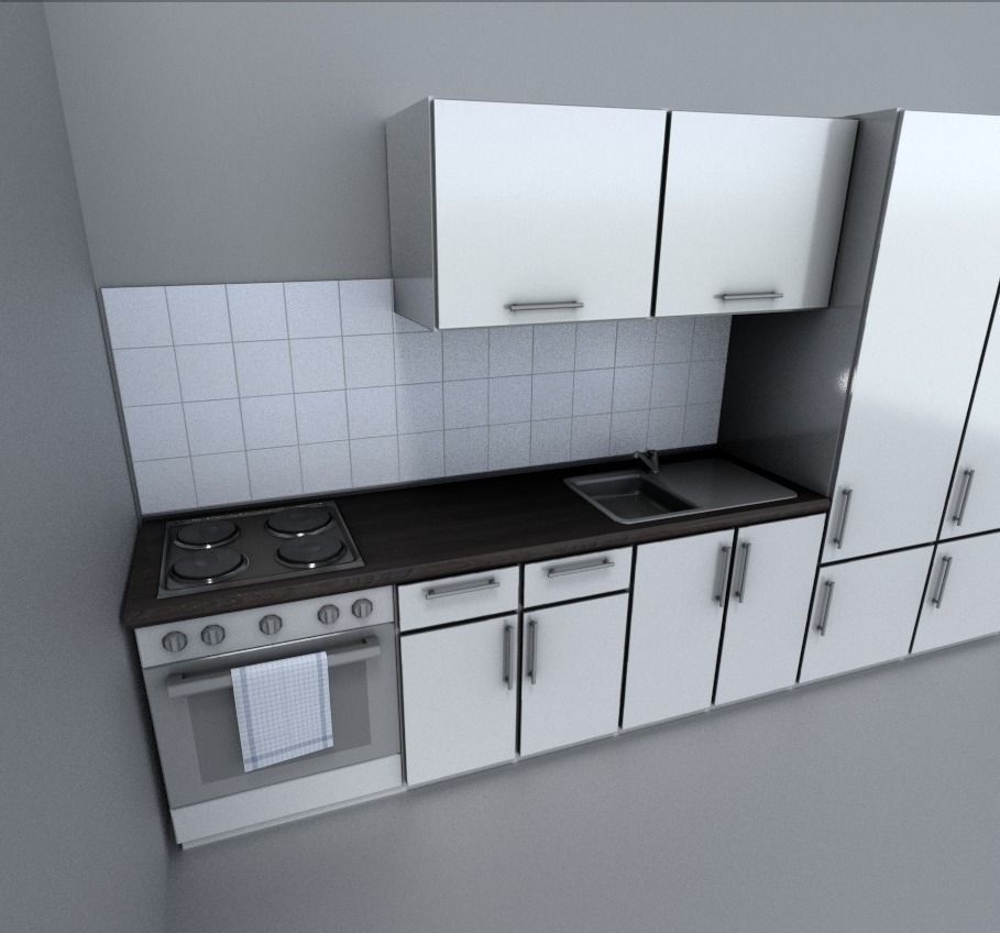 Kitchen module Low-poly 3D model_14