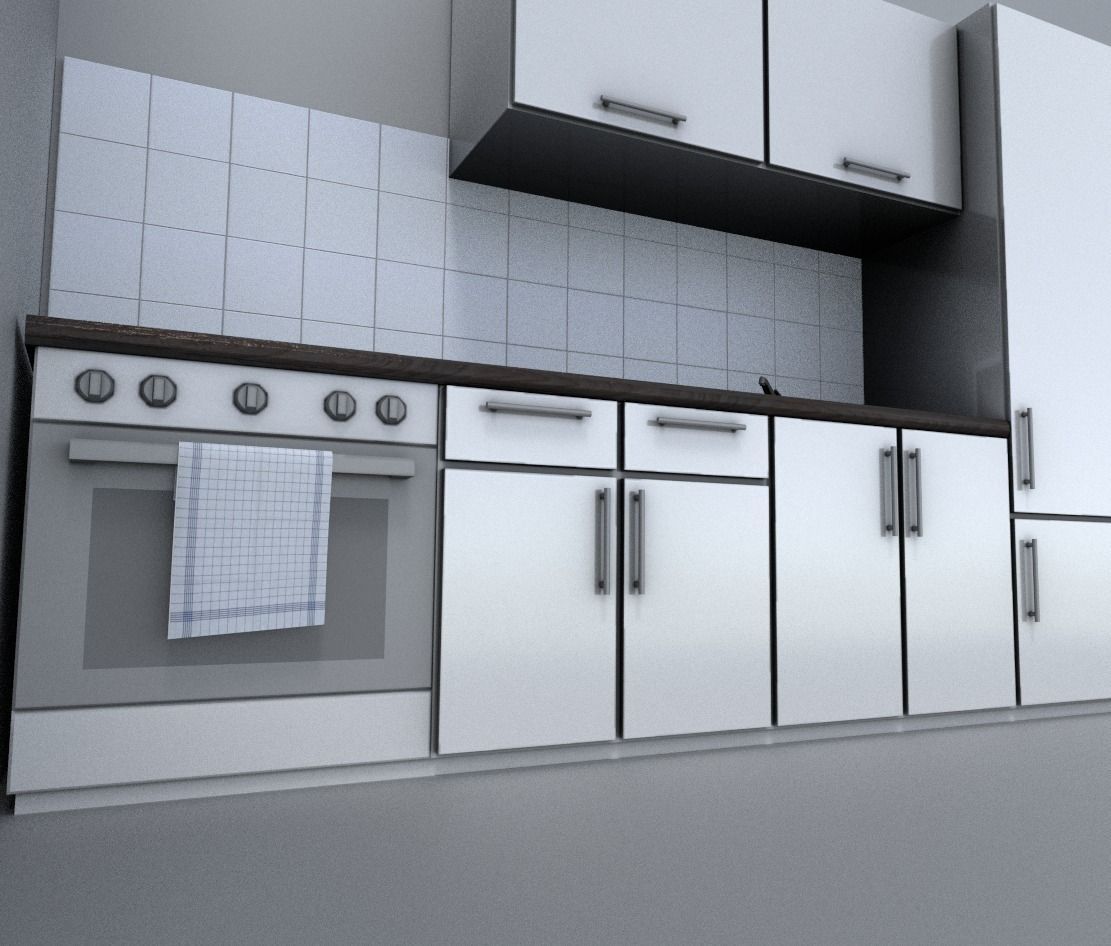 Kitchen module Low-poly 3D model_3