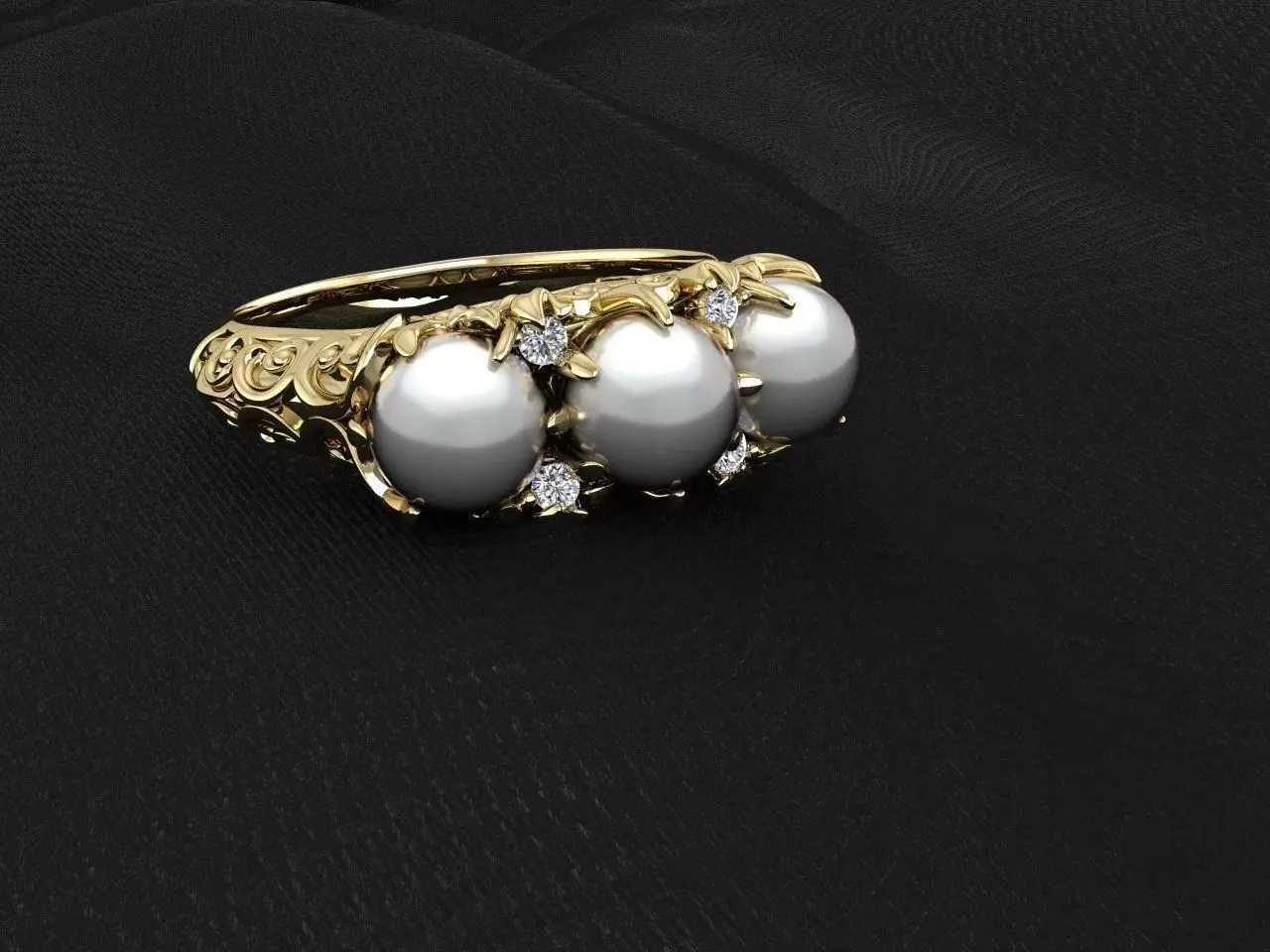 3 pearl ring 3D print model