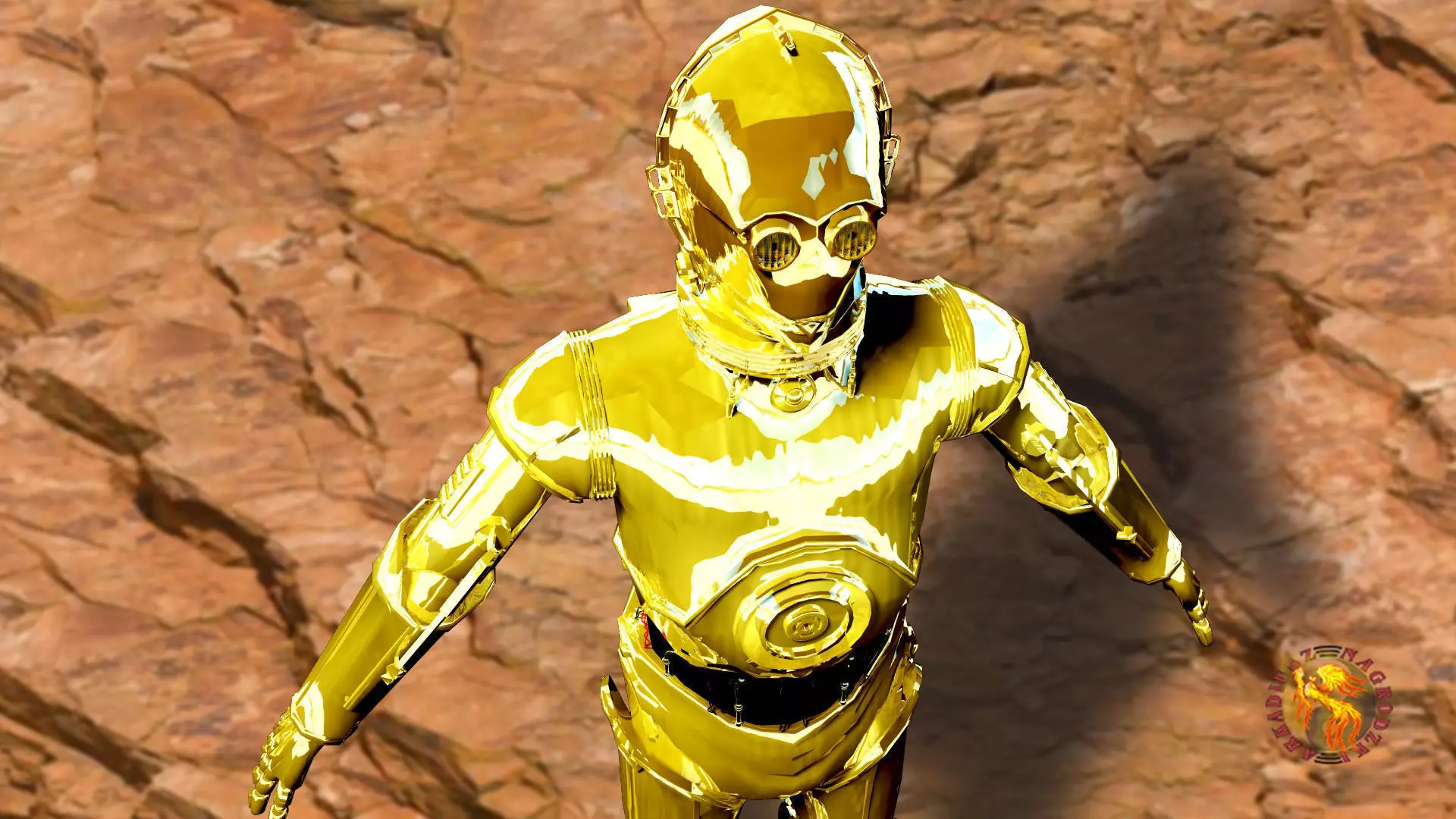 c-3po obj golden star wars c - droid 3D model_0