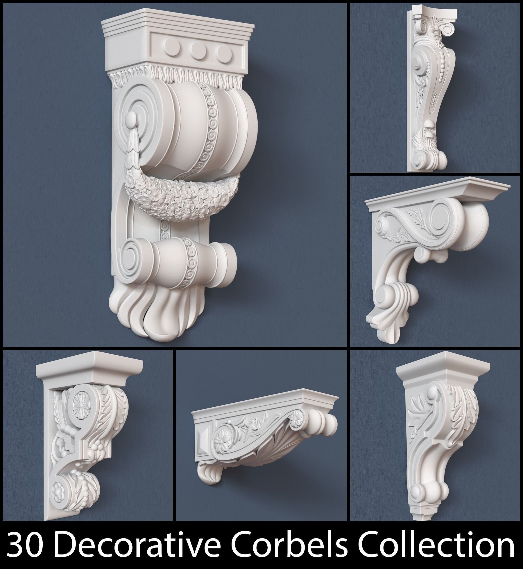 30 Decorative Corbels Collection 3D model_0