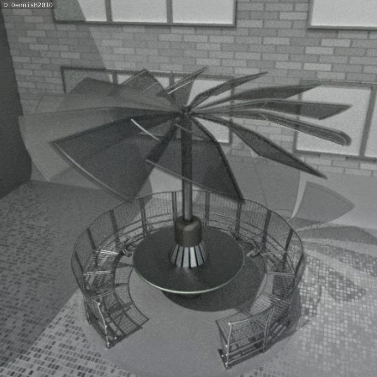 Round Bench Street Furniture Free low-poly 3D model_2