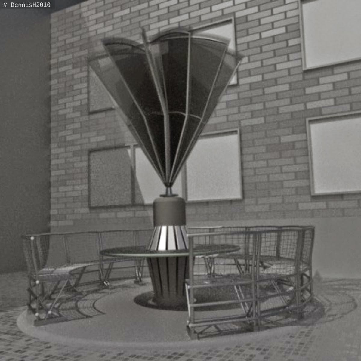 Round Bench Street Furniture Free low-poly 3D model_4