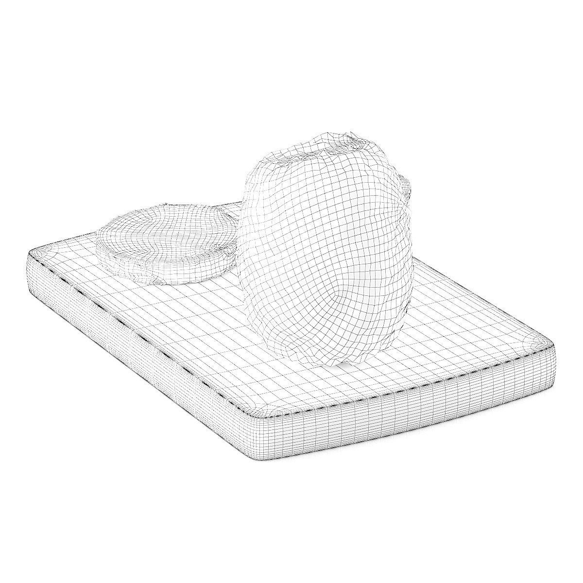 Pineapple cut on wooden cutting board 3D model_3