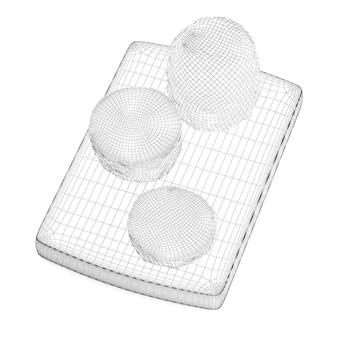 Pineapple cut on wooden cutting board 3D model_1