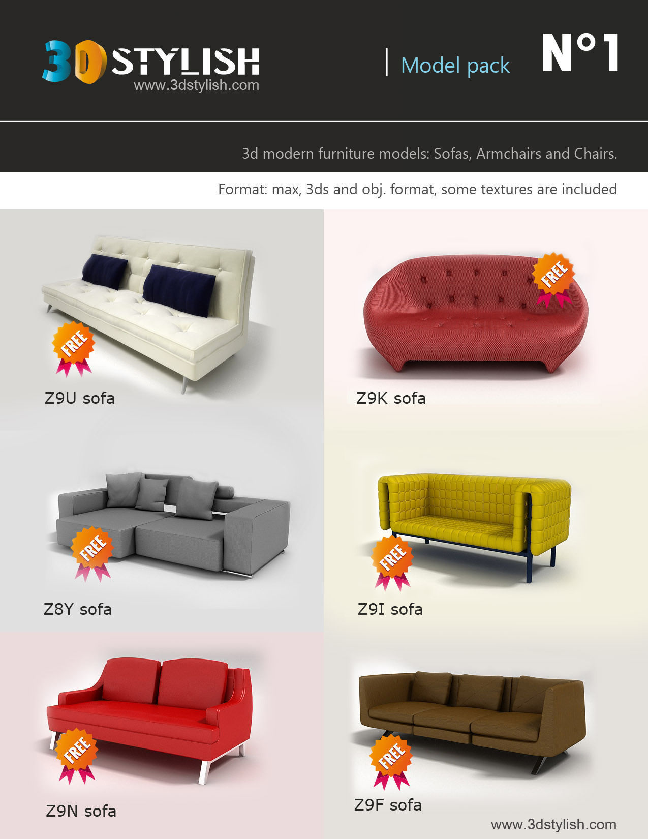 Furniture Model pack 1 Free 3D model_3