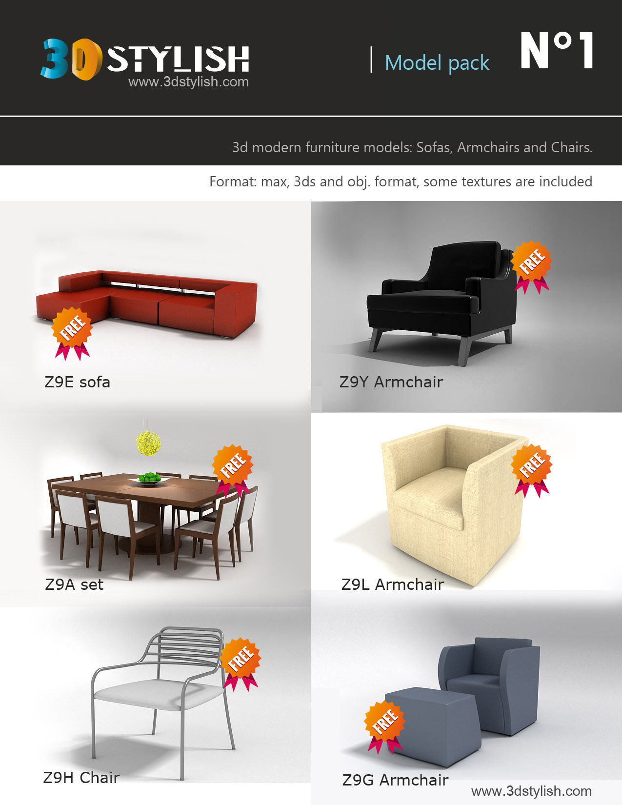 Furniture Model pack 1 Free 3D model_4