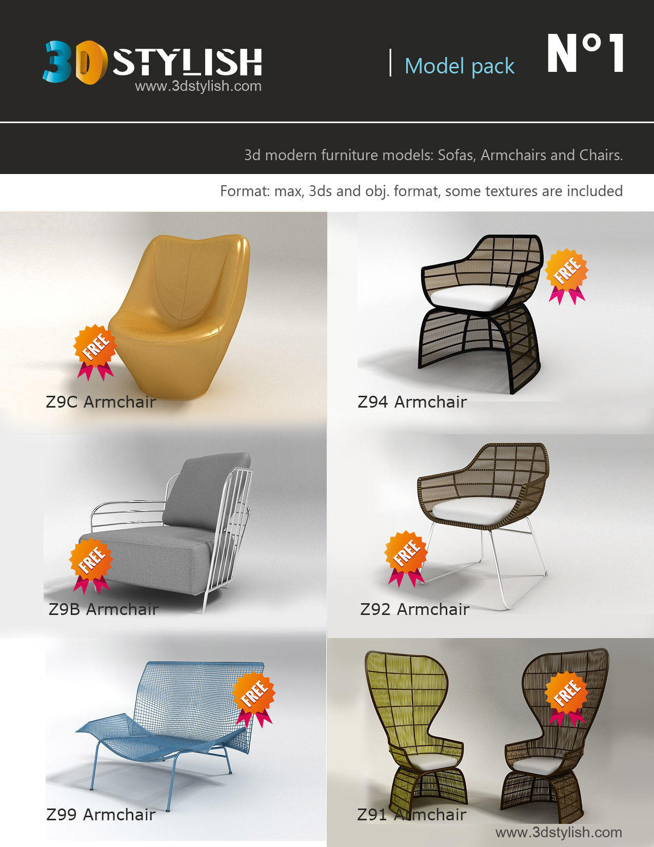 Furniture Model pack 1 Free 3D model_1