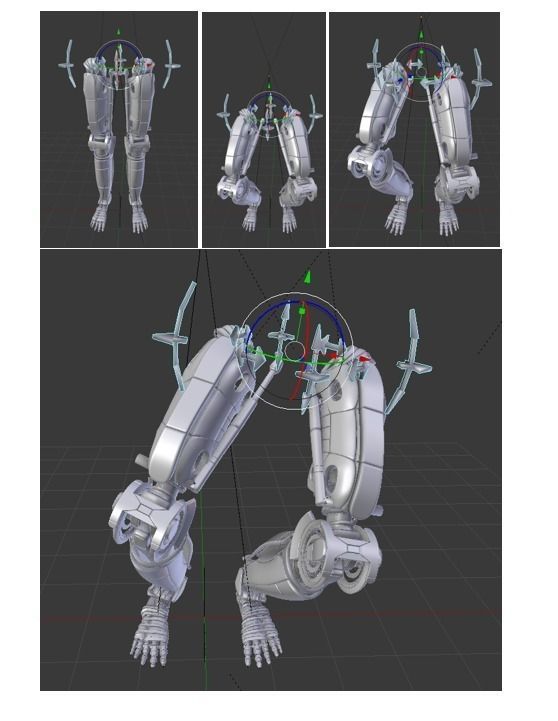 Robot legs version 2 rigged  and animated 3D model_6