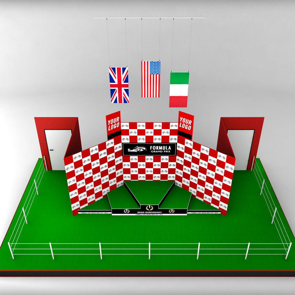 Formula One sport podium Low-poly 3D model_1