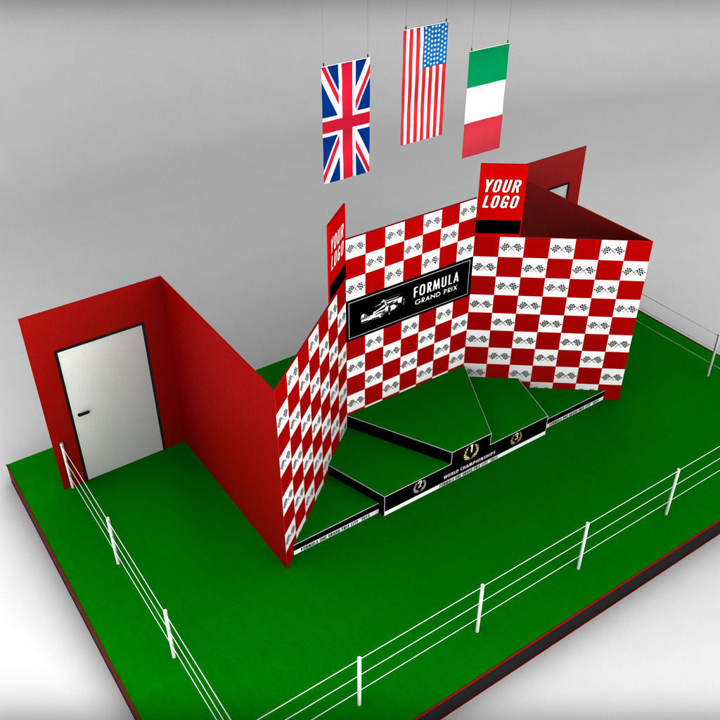 Formula One sport podium Low-poly 3D model_4