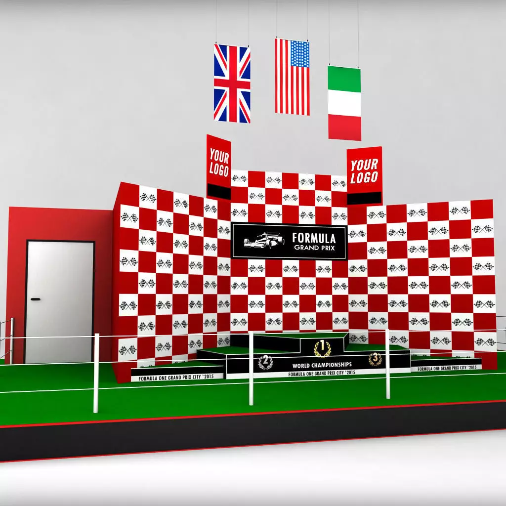 Formula One sport podium Low-poly 3D model_0